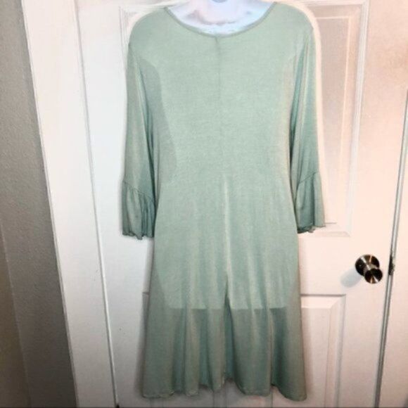 New Directions 3/4 Ruffle Sleeve Swing Dress Mint Green M - Picture 4 of 5